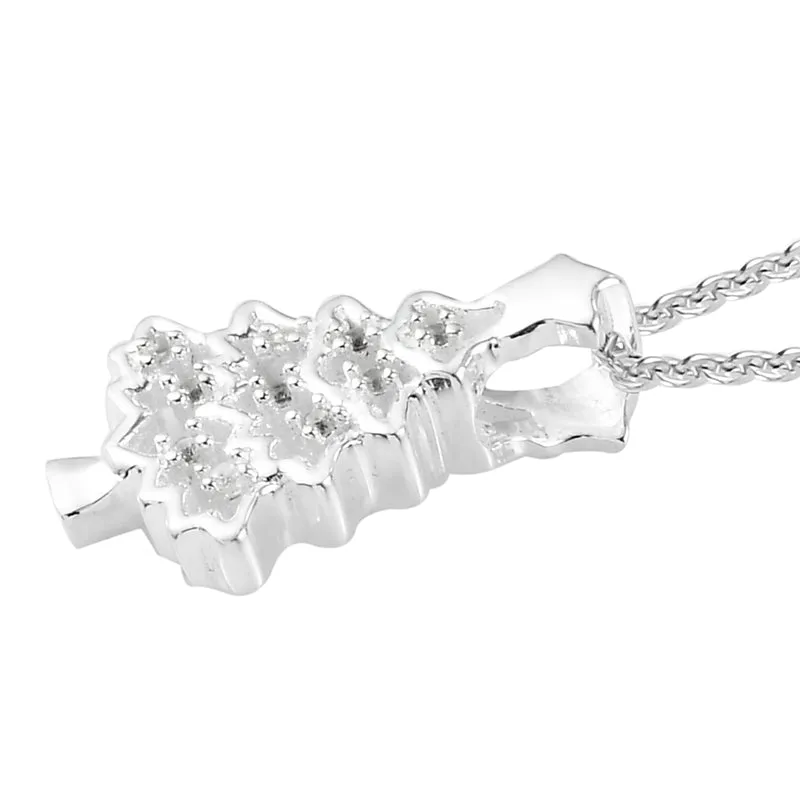 Natürlicher Weißer Zirkon Anhänger mit Boxkette ca. 50 cm 925 Silber platiniert ca. 0,08 ct