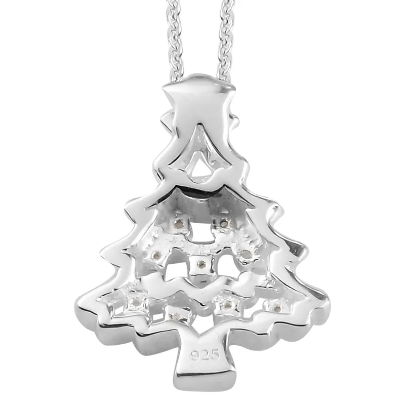 Natürlicher Weißer Zirkon Anhänger mit Boxkette ca. 50 cm 925 Silber platiniert ca. 0,08 ct