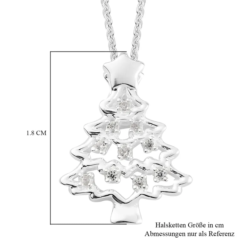 Natürlicher Weißer Zirkon Anhänger mit Boxkette ca. 50 cm 925 Silber platiniert ca. 0,08 ct