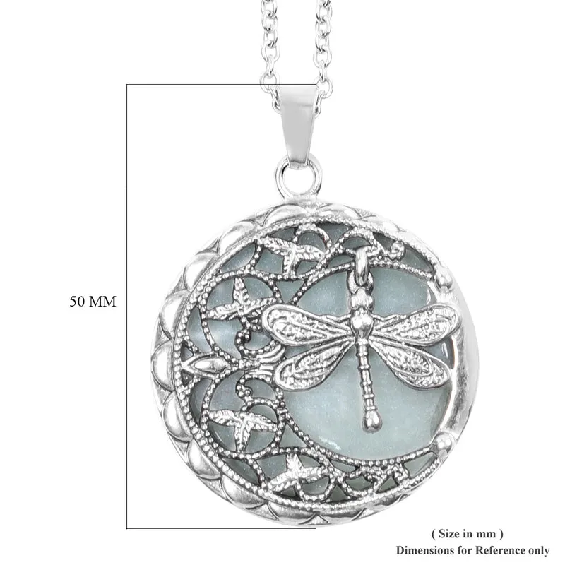 Grüner Aventurin Anhänger mit Kette ca. 50 cm in Edelstahl