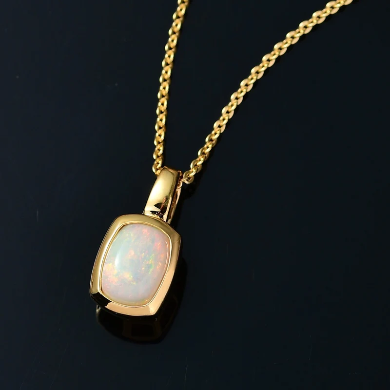 Natürlicher, äthiopischer Welo Opal im Schmuckset, 925 Silber vergoldet ca. 0,64 ct