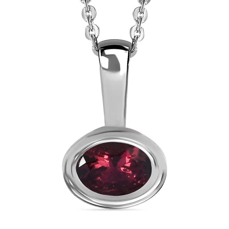 AA Rubellit Anhänger mit Kette, 925 Silber platiniert ca. 0.42 ct