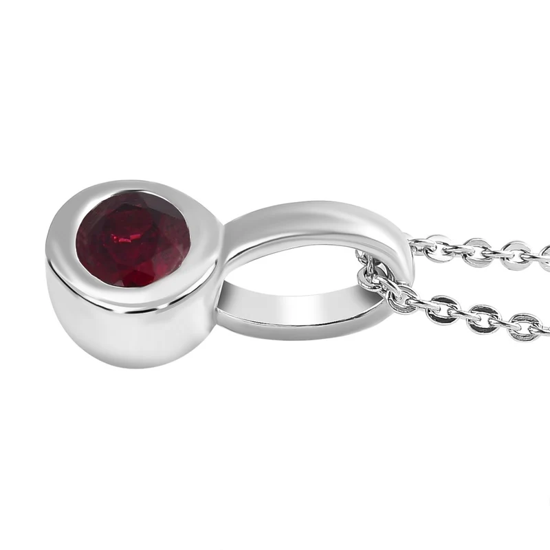 AA Rubellit Anhänger mit Kette, 925 Silber platiniert ca. 0.42 ct