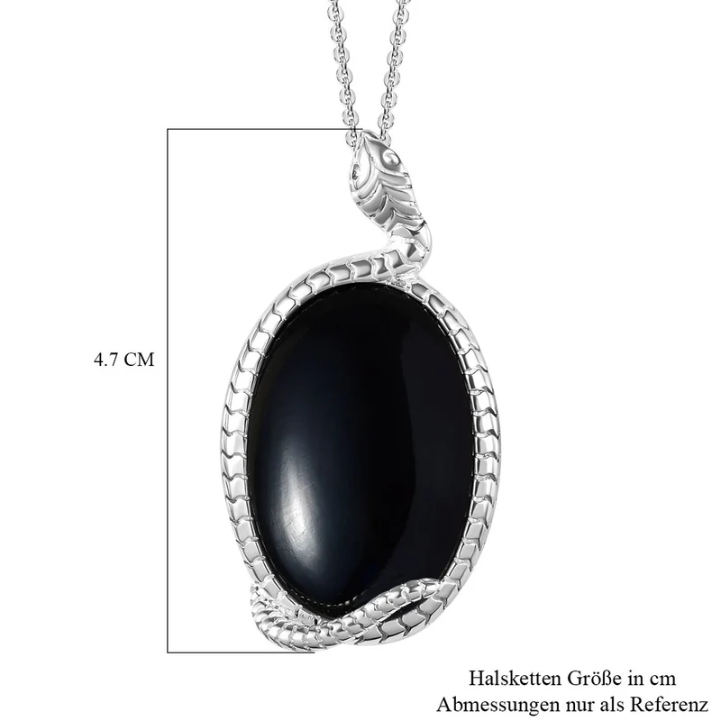 Schwarzer Achat-Anhänger mit Kette, 925 Silber ca. 29,40 ct