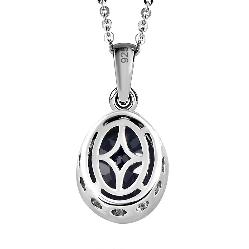 Masoala Saphir (Fissure gefüllt)-Anhänger mit Kette, 925 Silber platiniert ca. 4.99 ct