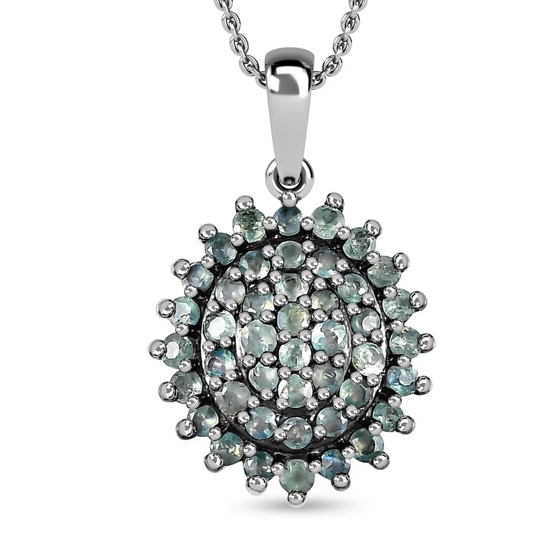 Alexandrit Anhänger mit Kette, 925 Silber platiniert ca. 0.69 ct