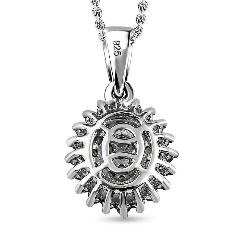 Alexandrit Anhänger mit Kette, 925 Silber platiniert ca. 0.69 ct