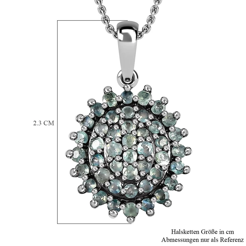 Alexandrit Anhänger mit Kette, 925 Silber platiniert ca. 0.69 ct