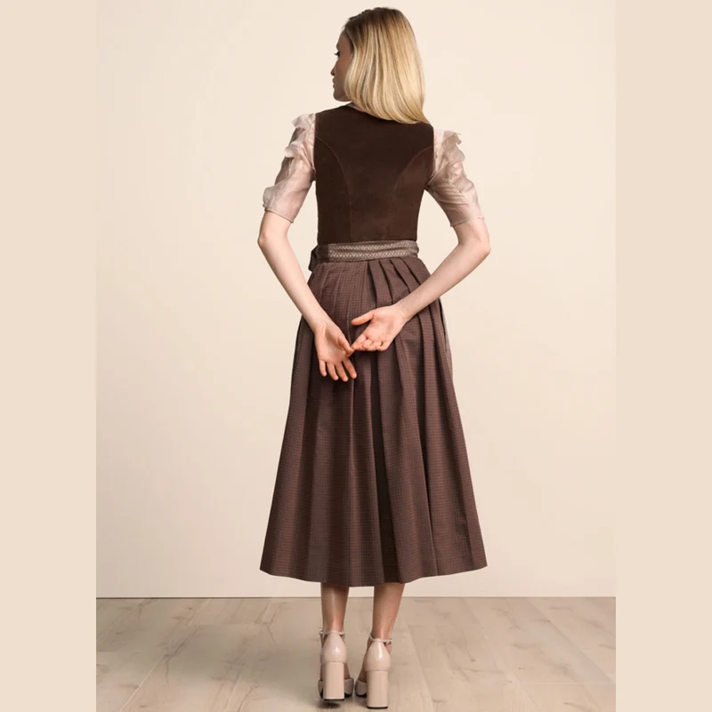 Krüger Dirndl Xana Braun Herz-Ausschnitt 80cm