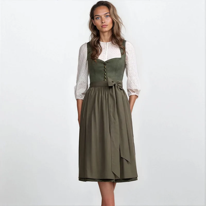 Krüger Dirndl Ileyna Grün Herzausschnitt 70cm