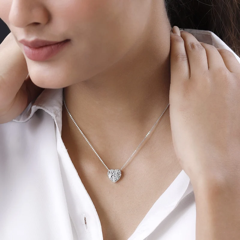 GP Amore-Kollektion - Weißer Diamant-Anhänger mit Kette, 925 Silber platiniert ca. 0.33 ct