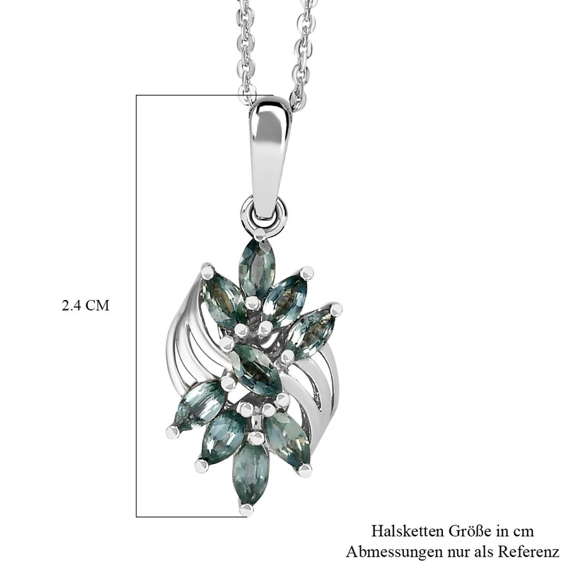 Montana Pfau Saphir-Anhänger mit Kette, 925 Silber platiniert ca. 0,95 ct