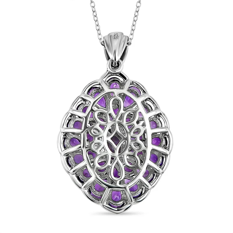 Afrikanischer Amethyst Anhänger mit Kette, ca. 50 cm, 925 Silber platiniert, ca. 4.97 ct