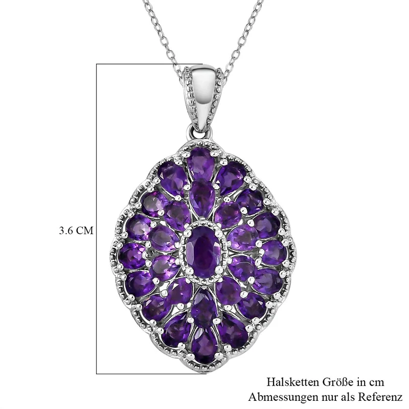 Afrikanischer Amethyst Anhänger mit Kette, ca. 50 cm, 925 Silber platiniert, ca. 4.97 ct