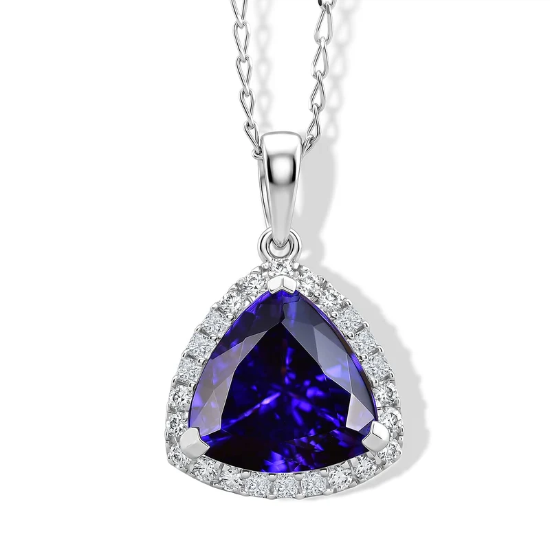 Rhapsody AAAA Tansanit, Weißer Diamant Schmuckset (8-13 Werktage Lieferzeit) ca. 50 cm ca. 4,04 ct.