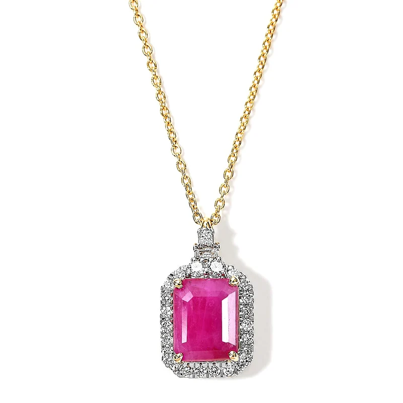 LUXURIANT DIAMOND - AAA Burmesischer Rubin, Lab Grown Diamant Schmuckset (8-13 Werktage Lieferzeit) ca. 45 cm ca. 2,66 ct.