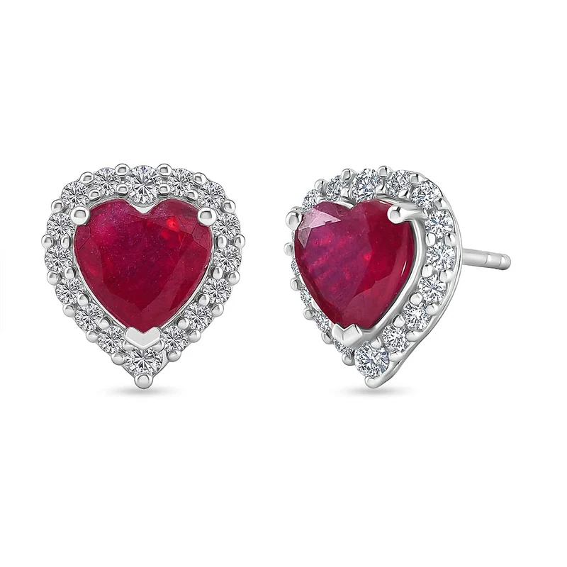 D'Joy AA Niassa Rubin, Moissanit Ohrringe 925 Silber Rhodiniert (8-13 Werktage Lieferzeit) ca. 3,40 ct.