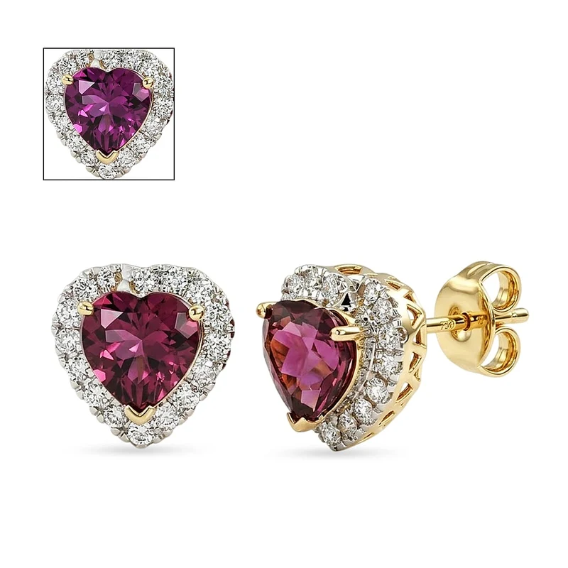 LUXURIANT(8-13 Werktage Lieferzeit) 2,95 ct. AAA Farbwechsel Granat und SI Labor Diamant Ohrringe in 417 Gold