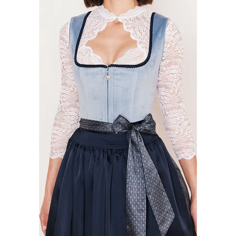 Krüger Dirndl Dena Blau/Hellblau Samt 60cm