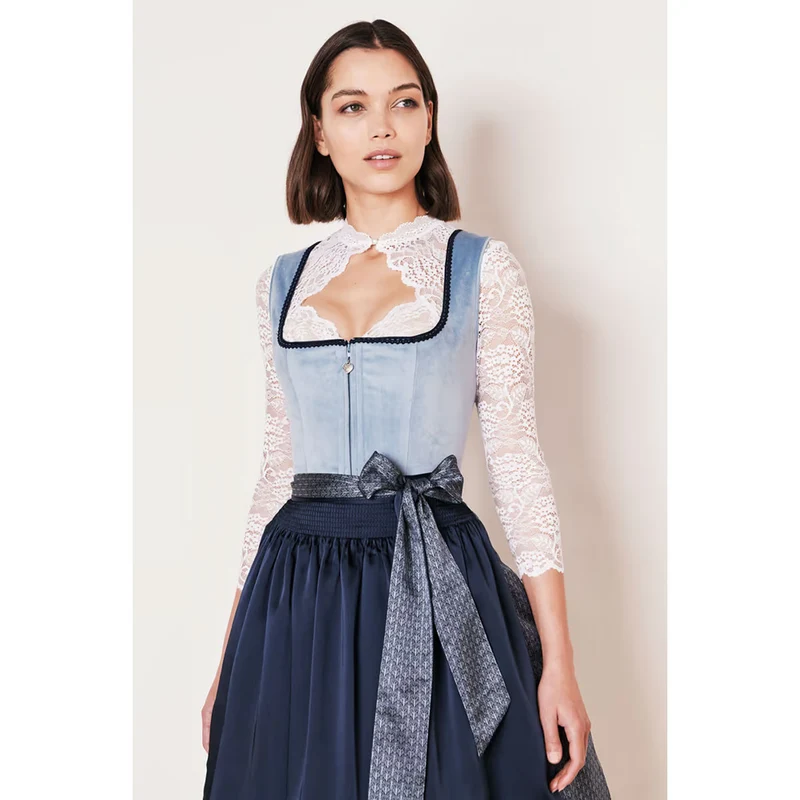 Krüger Dirndl Dena Blau/Hellblau Samt 60cm