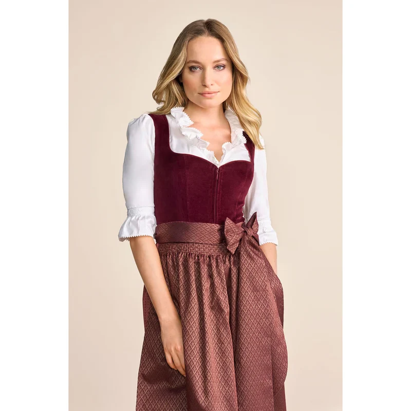 Krüger Dirndl Xana Weinrot Herz-Ausschnitt 70cm