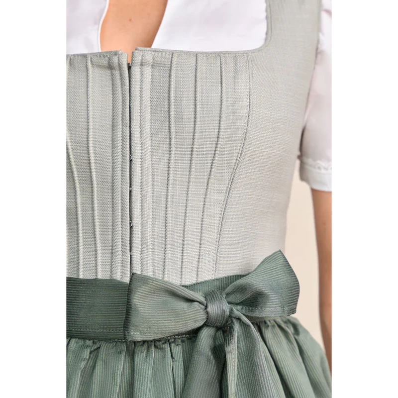 Krüger Dirndl Margit Grün 60cm Leinen Mieder