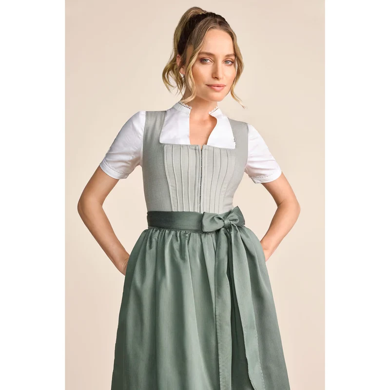 Krüger Dirndl Margit Grün 60cm Leinen Mieder