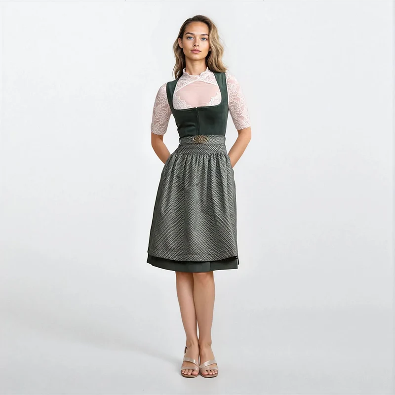 Krüger Dirndl Alisha Grün Samtdirndl 60cm