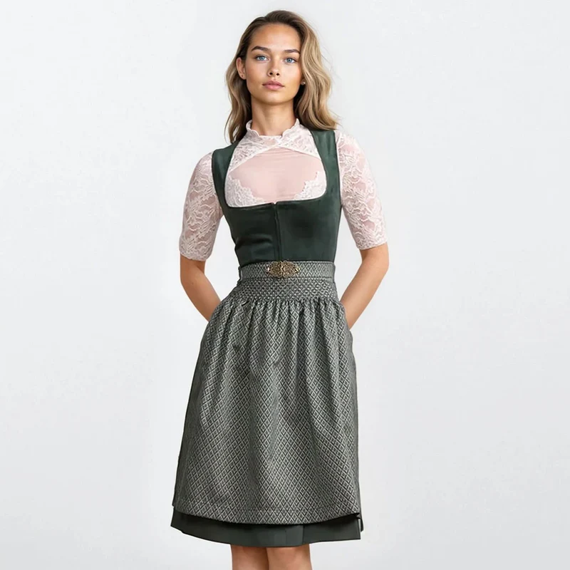 Krüger Dirndl Alisha Grün Samtdirndl 60cm