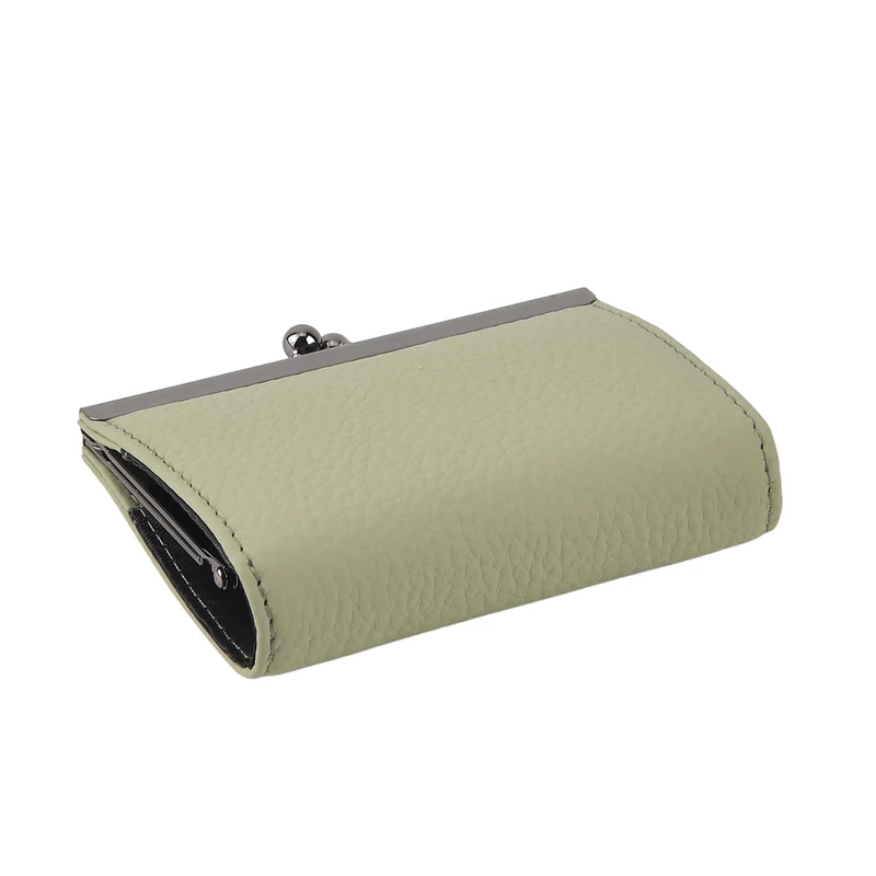 Echtleder-Kartenetui mit RFID-Schutz, 12 Kartenfächern und Bügelverschluss, 10x3x8cm, Hellgrün