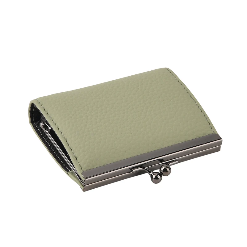 Echtleder-Kartenetui mit RFID-Schutz, 12 Kartenfächern und Bügelverschluss, 10x3x8cm, Hellgrün