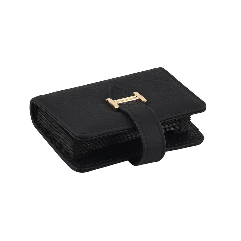 Echtleder-Kartenetui mit RFID-Schutz, 12 Kartenfächern und H-Schnallenverschluss, 10x3x8 cm, Blaugrün
