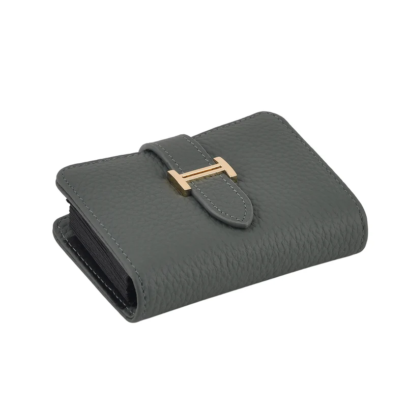 Echtleder-Kartenetui mit RFID-Schutz, 12 Kartenfächern und H-Schnallenverschluss, 10x3x8 cm, Blaugrün