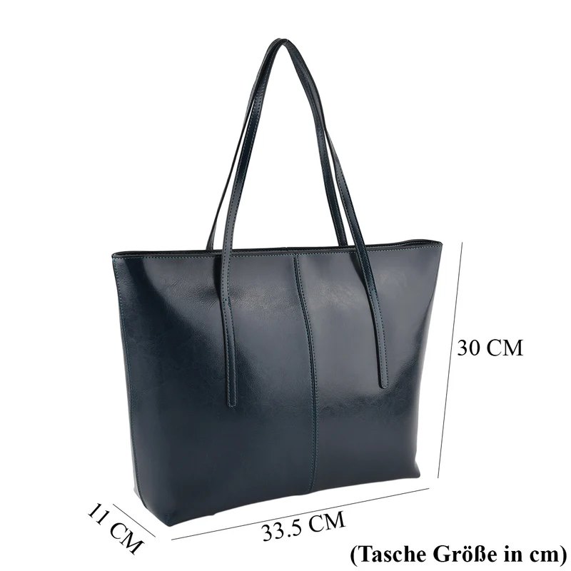 LA MAREY Echtleder-Shopper mit Kartenetui und Schlüsselfinder, 35,5 x 11 x 30 cm, Braun