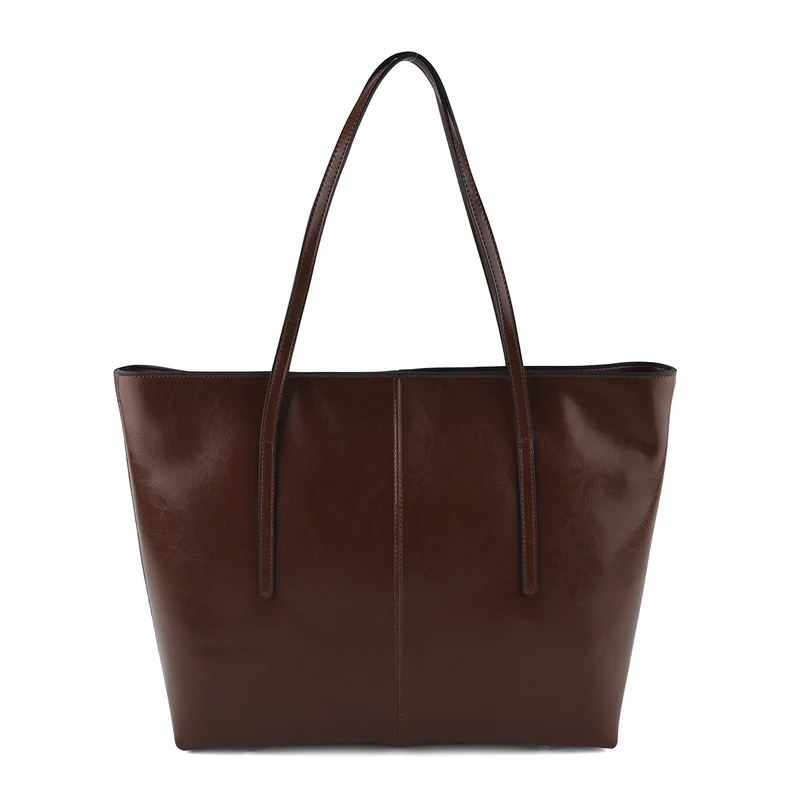 LA MAREY Echtleder-Shopper mit Kartenetui und Schlüsselfinder, 35,5 x 11 x 30 cm, Braun