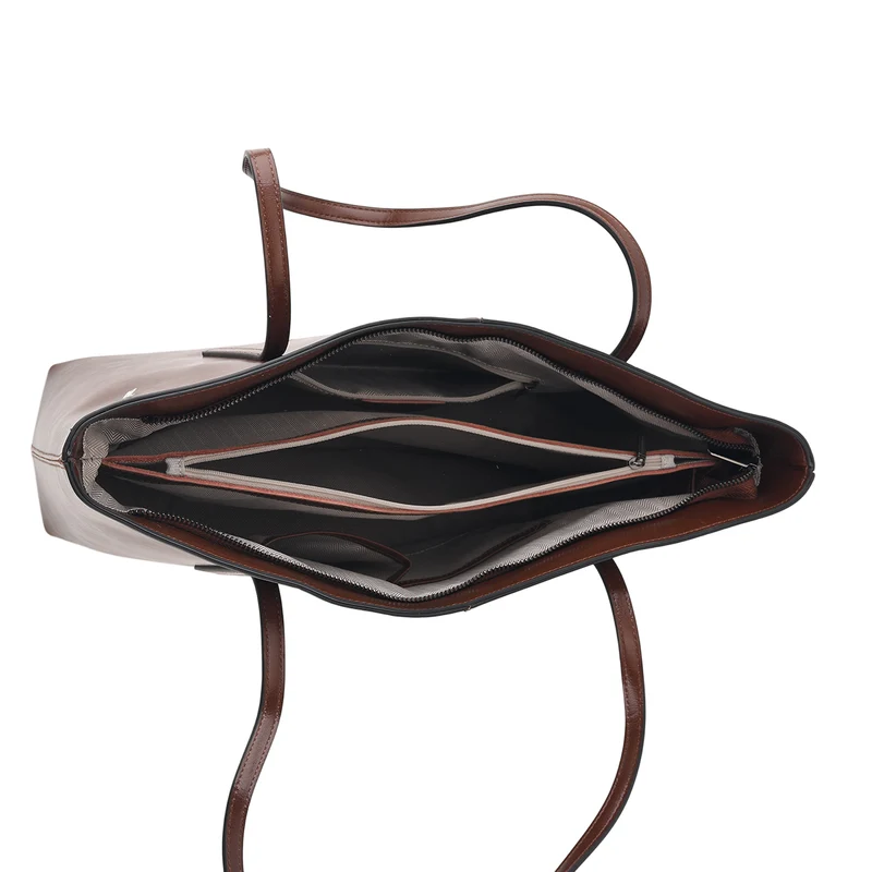 LA MAREY Echtleder-Shopper mit Kartenetui und Schlüsselfinder, 35,5 x 11 x 30 cm, Braun