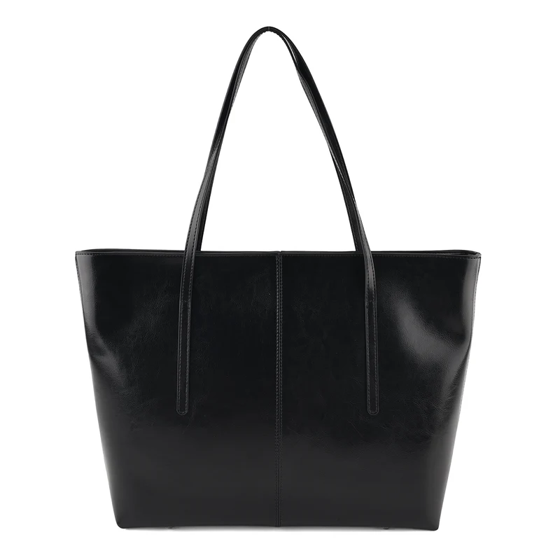 LA MAREY Echtleder-Shopper mit Kartenetui und Schlüsselfinder, 35,5 x 11 x 30 cm, Braun
