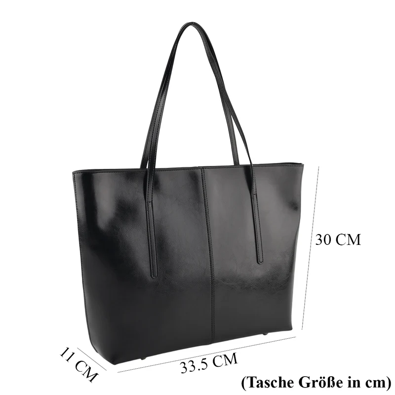 LA MAREY Echtleder-Shopper mit Kartenetui und Schlüsselfinder, 35,5 x 11 x 30 cm, Braun