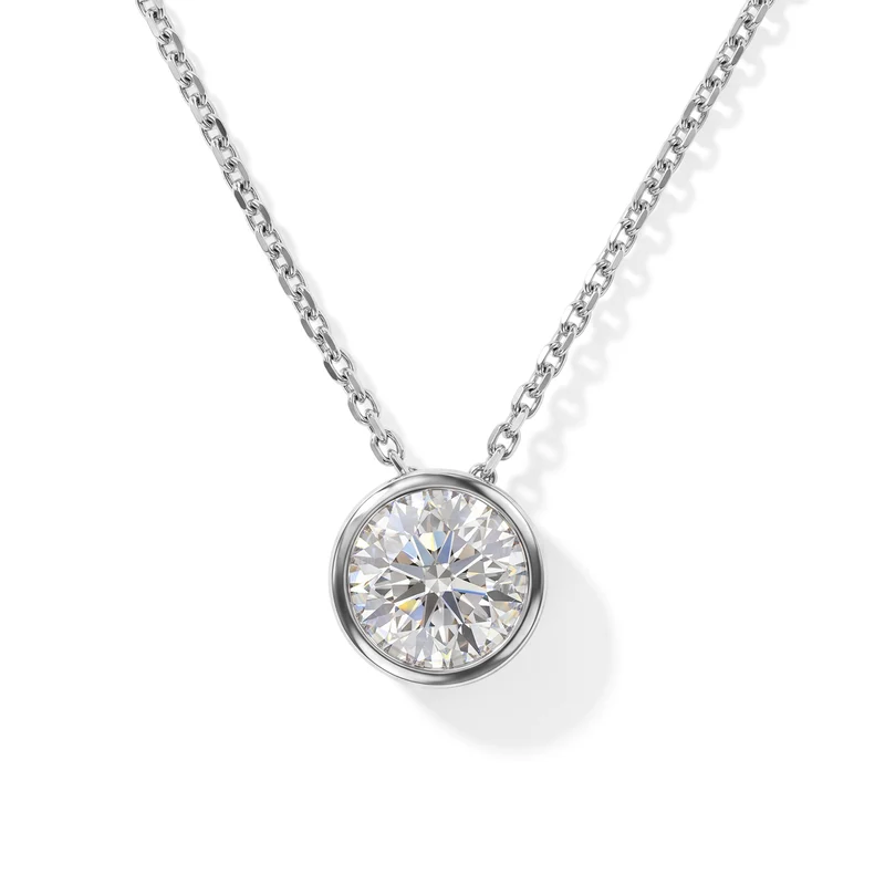 D'Joy GRA zertifiziert Moissanit Anhänger mit Kette, ca. 50 cm 925 Silber Rhodiniert ca. 1.00 ct