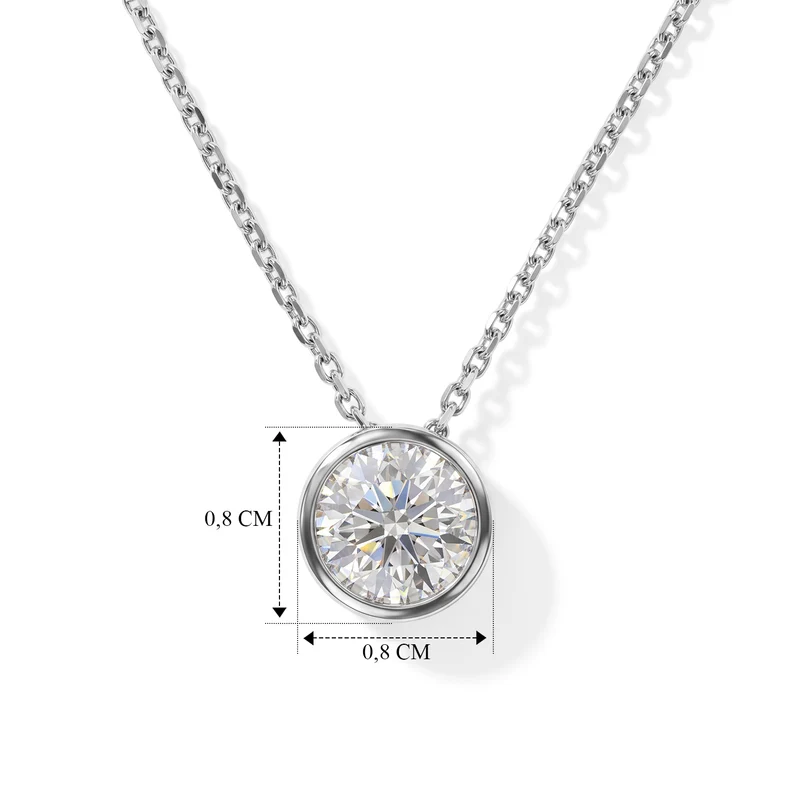 D'Joy GRA zertifiziert Moissanit Anhänger mit Kette, ca. 50 cm 925 Silber Rhodiniert ca. 1.00 ct