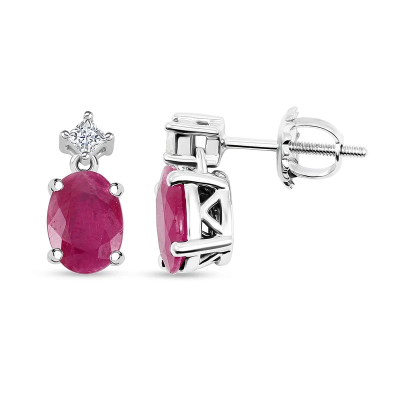 Rhapsody AAAA Natürlicher Mosambik-Rubin, Weißer Diamant Ohrringe 950 Platin (8-13 Werktage Lieferzeit) ca. 1,80 ct.