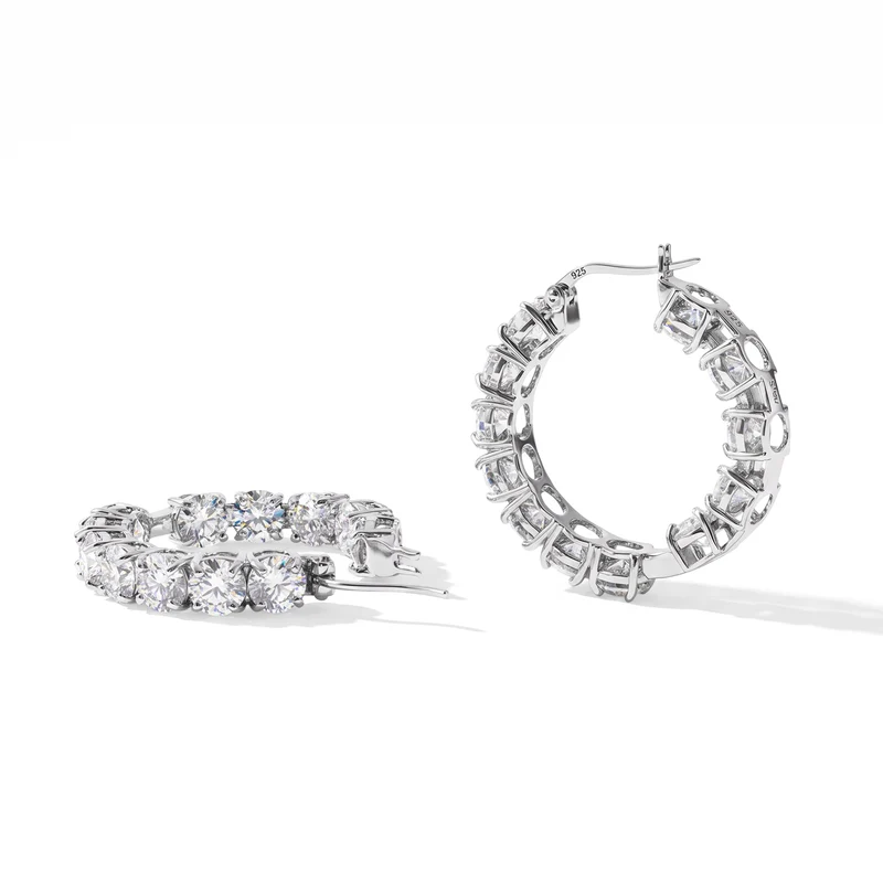 D'Joy Moissanit Ohrringe 925 Silber Rhodiniert ca. 10.80 ct