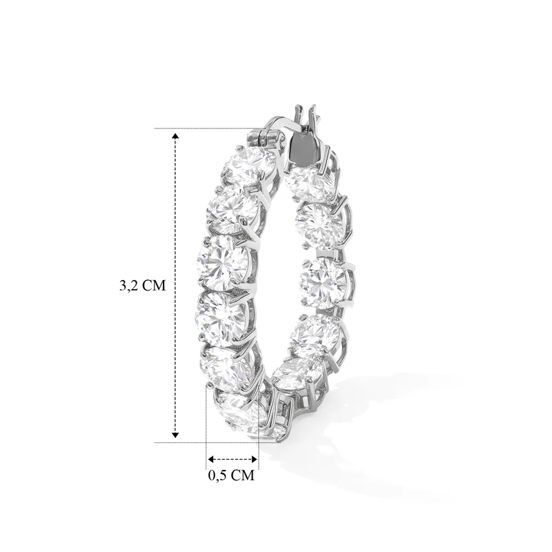D'Joy Moissanit Ohrringe 925 Silber Rhodiniert ca. 10.80 ct