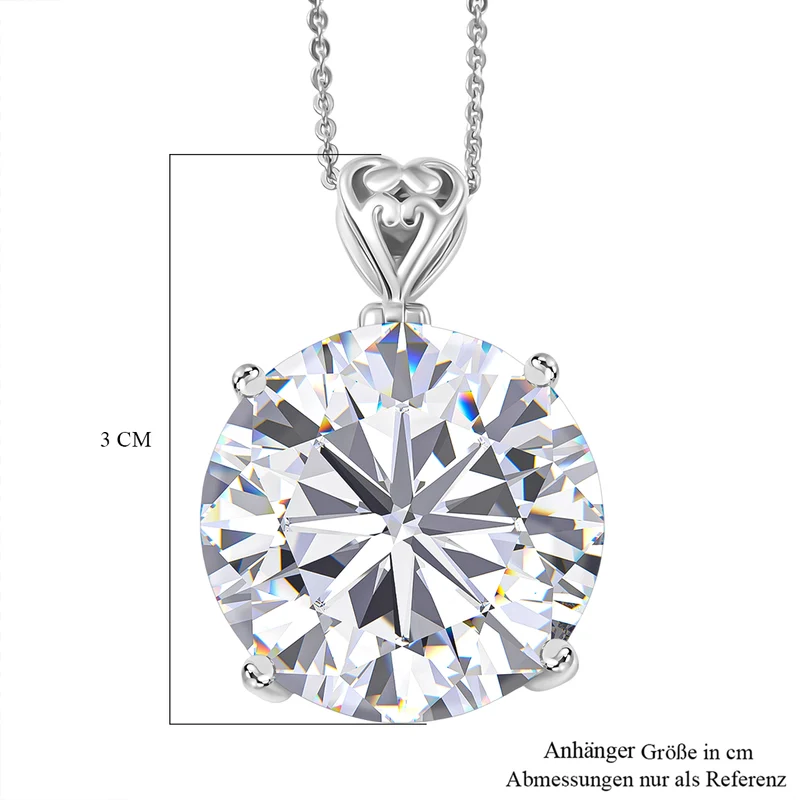 D'Joy Moissanit Anhänger mit Kette, ca. 50 cm 925 Silber rhodiniert ca. 29.85 ct