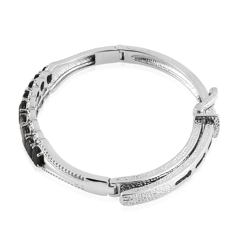 Schwarzer Turmalin-Armreif, 19 cm, Edelstahl ca. 6.11 ct