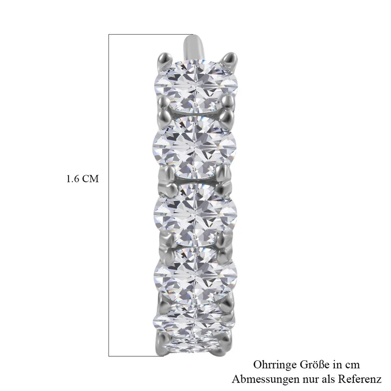 Lustro Stella - Weiße Zirkonia Ohrringe, 925 Silber rhodiniert ca. 2.28 ct