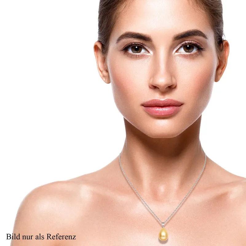 Goldener Muschelkernperlen-Anhänger mit Kette, 925 Silber rhodiniert und Edelstahl