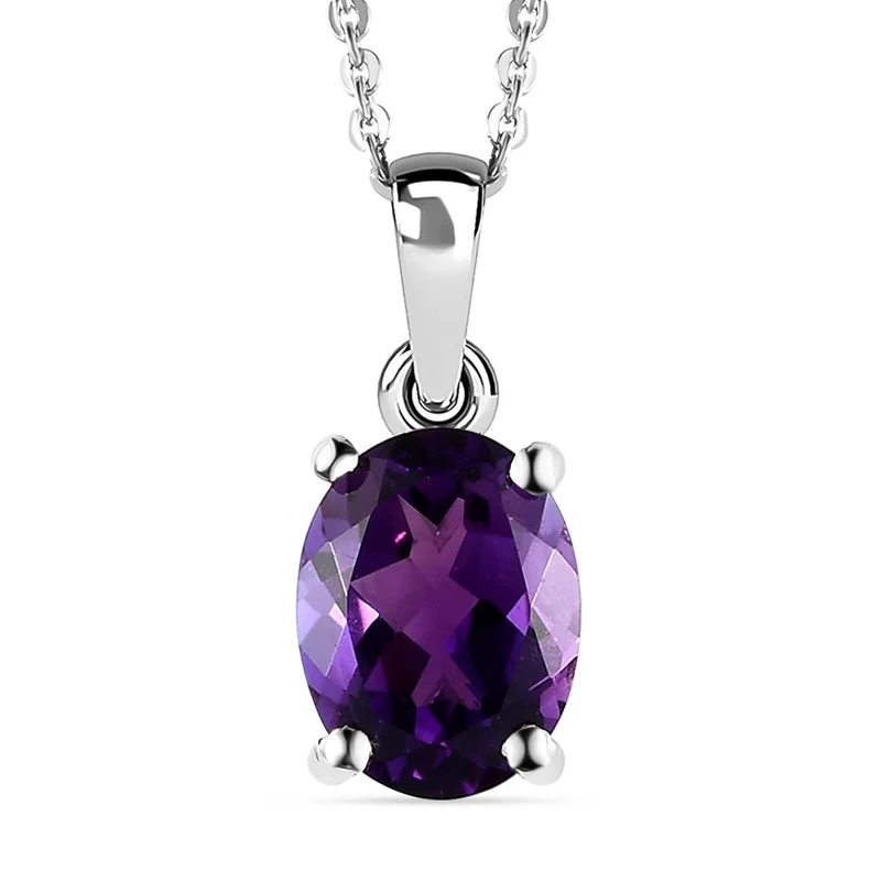 AAA Natürlicher, marokkanischer Amethyst-Anhänger mit Kette, 925 Silber platiniert ca. 1,77 ct