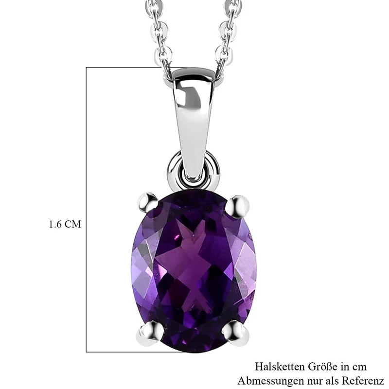 AAA Natürlicher, marokkanischer Amethyst-Anhänger mit Kette, 925 Silber platiniert ca. 1,77 ct