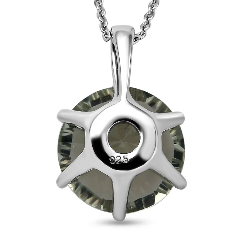 Prasiolith-Anhänger mit Kette, 925 Silber platiniert ca. 5,54 ct
